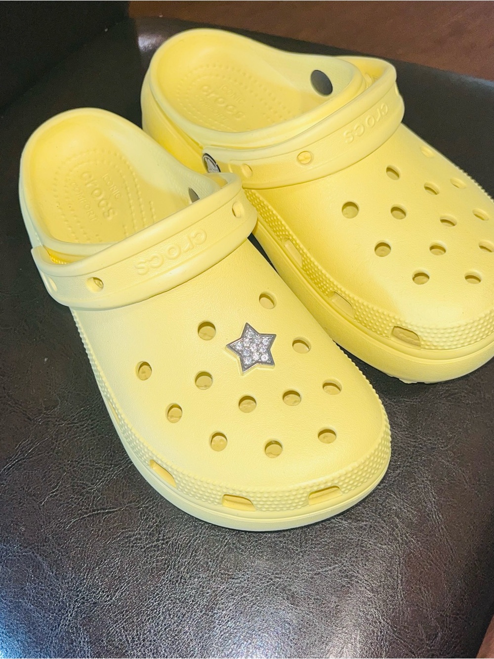 CROCS womens Yellow Classic Clog with Star Charm